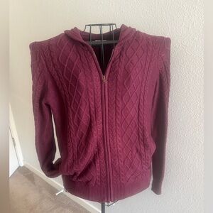Market & Spruce Maroon Knit Hoodie Sweater